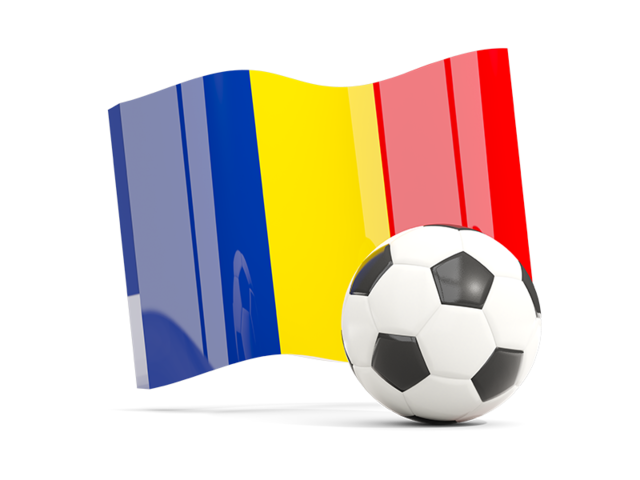 Футбольный мяч с волнистым флагом. Скачать флаг. Румыния