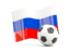 Russia. Soccerball with waving flag. Download icon.