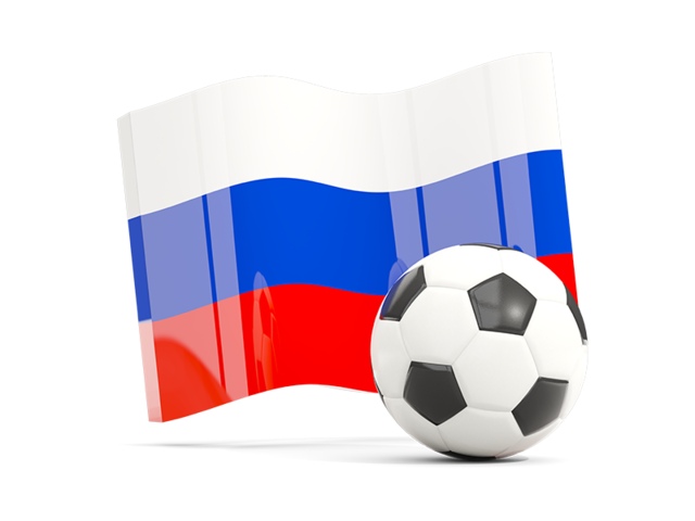 Soccerball with waving flag. Download flag icon of Russia at PNG format