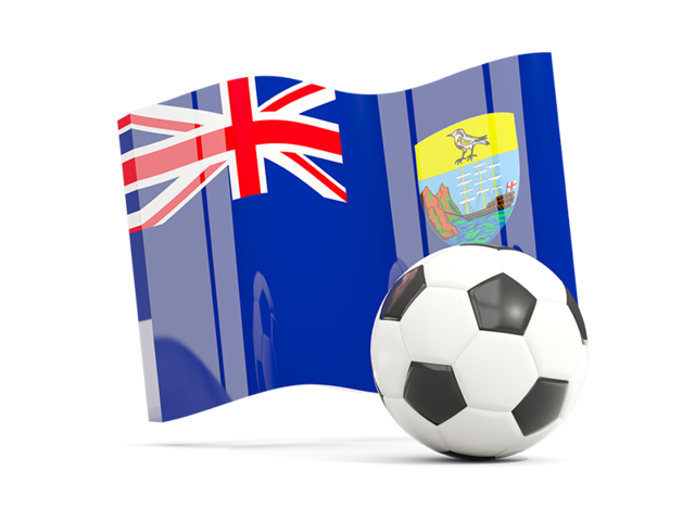 Футбольный мяч с волнистым флагом. Скачать флаг. Острова Святой Елены, Вознесения и Тристан-да-Кунья