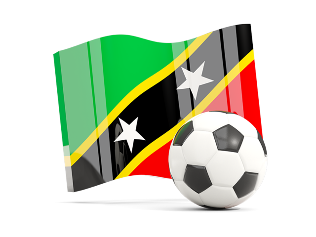 Футбольный мяч с волнистым флагом. Скачать флаг. Сент-Китс и Невис