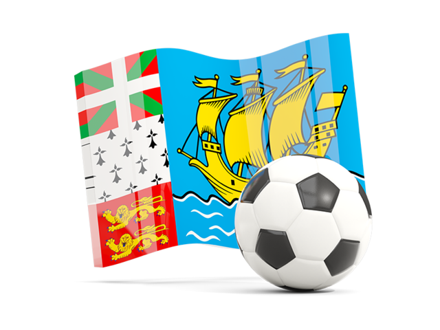 Футбольный мяч с волнистым флагом. Скачать флаг. Сен-Пьер и Микелон