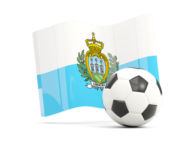 Футбольный мяч с волнистым флагом. Скачать флаг. Сан-Марино