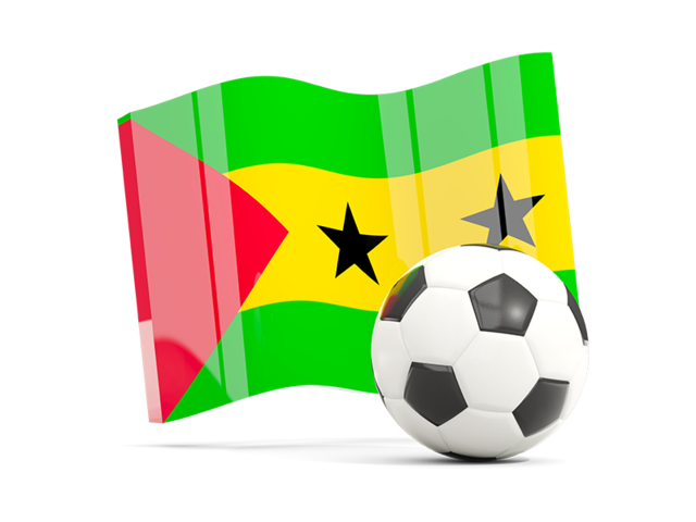 Soccerball with waving flag. Download flag icon of Sao Tome and Principe at PNG format