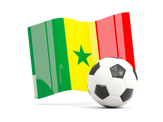 Soccerball with waving flag. Download flag icon of Senegal at PNG format