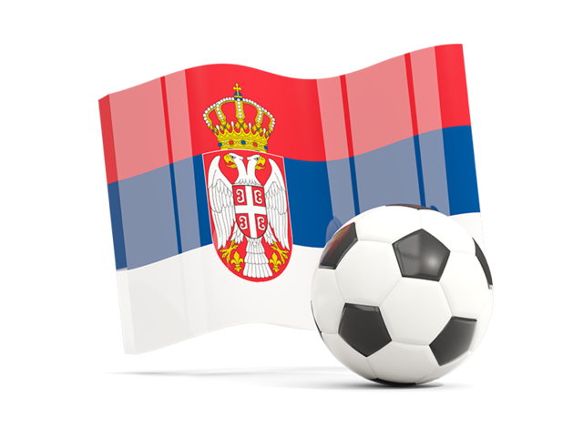 Футбольный мяч с волнистым флагом. Скачать флаг. Сербия