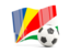 Seychelles. Soccerball with waving flag. Download icon.