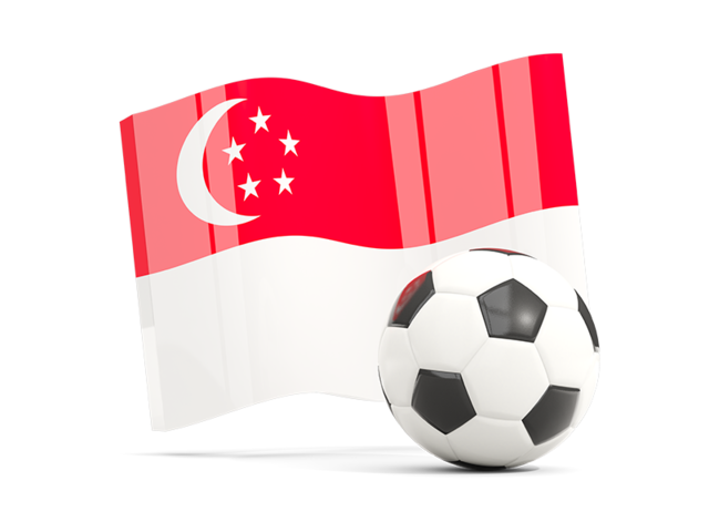 Soccerball with waving flag. Download flag icon of Singapore at PNG format