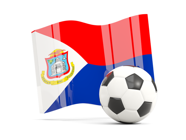 Soccerball with waving flag. Download flag icon of Sint Maarten at PNG format