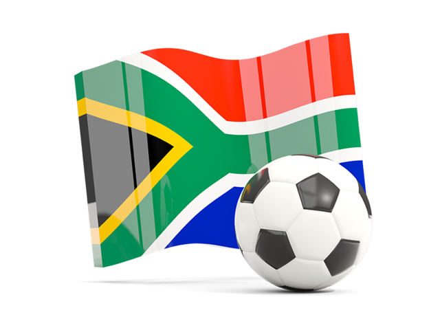 Soccerball with waving flag. Download flag icon of South Africa at PNG format