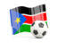 South Sudan. Soccerball with waving flag. Download icon.