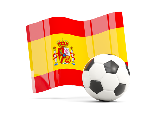 Soccerball with waving flag. Download flag icon of Spain at PNG format
