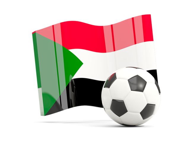 Soccerball with waving flag. Download flag icon of Sudan at PNG format