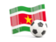 Suriname. Soccerball with waving flag. Download icon.