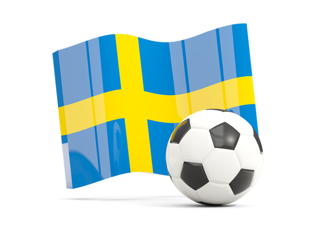Футбольный мяч с волнистым флагом. Скачать флаг. Швеция