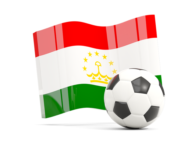 Soccerball with waving flag. Download flag icon of Tajikistan at PNG format