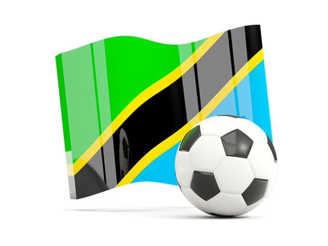 Футбольный мяч с волнистым флагом. Скачать флаг. Танзания