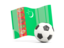 Turkmenistan. Soccerball with waving flag. Download icon.