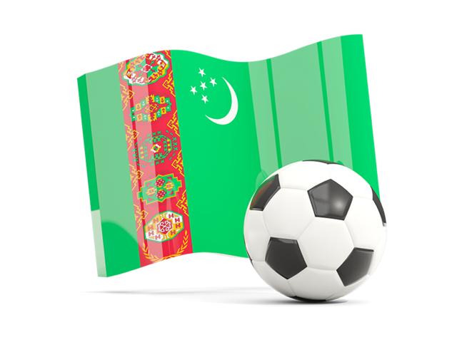Soccerball with waving flag. Download flag icon of Turkmenistan at PNG format
