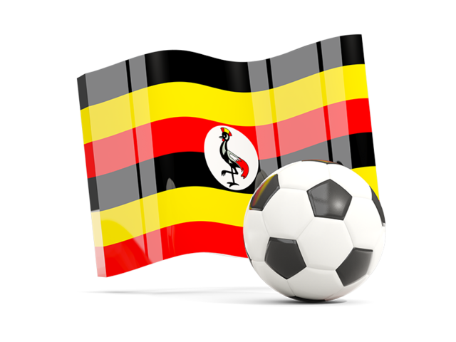 Soccerball with waving flag. Download flag icon of Uganda at PNG format