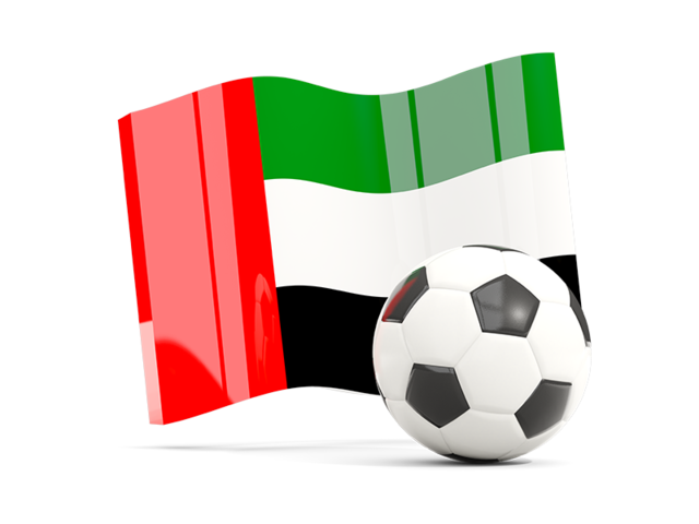 Футбольный мяч с волнистым флагом. Скачать флаг. Объединённые Арабские Эмираты