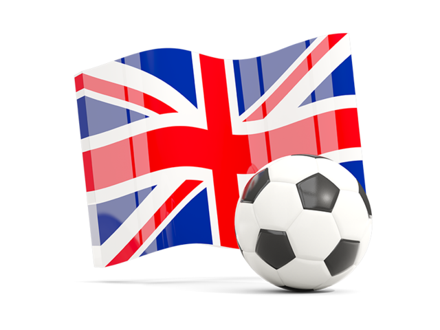 Футбольный мяч с волнистым флагом. Скачать флаг. Великобритания