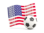 United States of America. Soccerball with waving flag. Download icon.