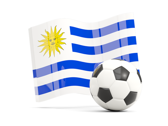 Футбольный мяч с волнистым флагом. Скачать флаг. Уругвай