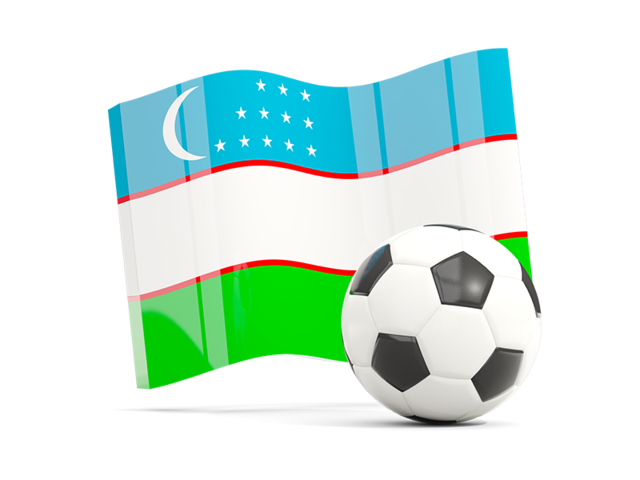 Soccerball with waving flag. Download flag icon of Uzbekistan at PNG format