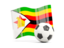 Zimbabwe. Soccerball with waving flag. Download icon.