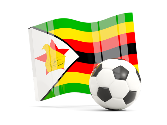 Футбольный мяч с волнистым флагом. Скачать флаг. Зимбабве