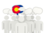 Flag of state of Colorado. Speech bubble. Download icon
