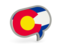 Flag of state of Colorado. Speech bubble icon. Download icon