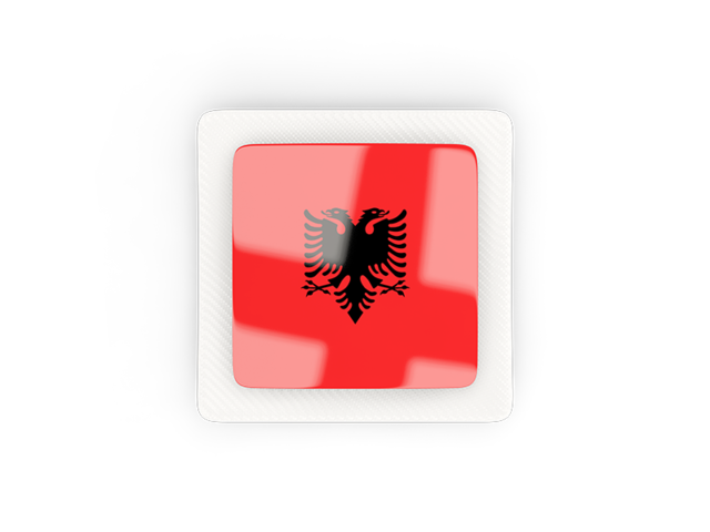 Квадратная карбоновая иконка. Скачать флаг. Албания