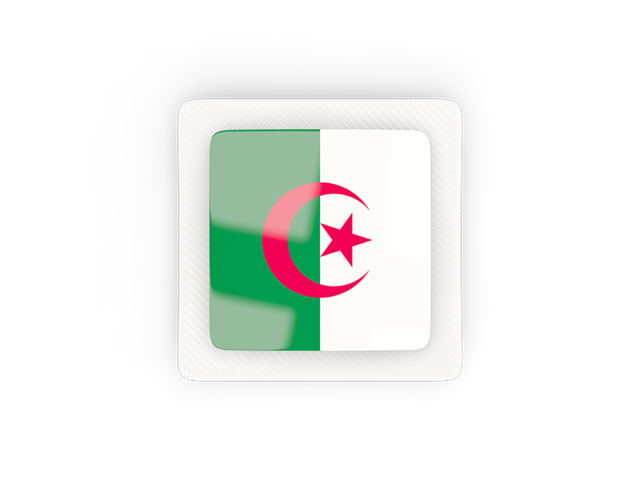 Квадратная карбоновая иконка. Скачать флаг. Алжир