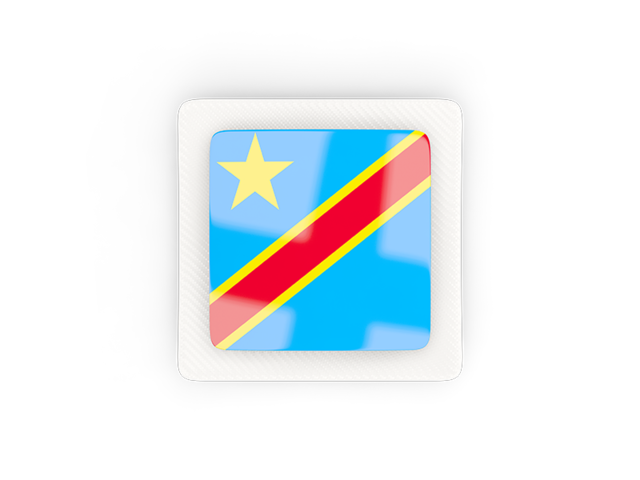 Квадратная карбоновая иконка. Скачать флаг. Демократическая Республика Конго