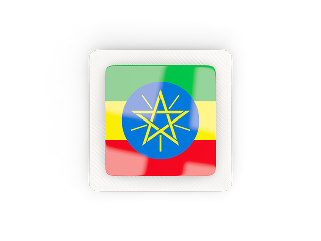 Квадратная карбоновая иконка. Скачать флаг. Эфиопия