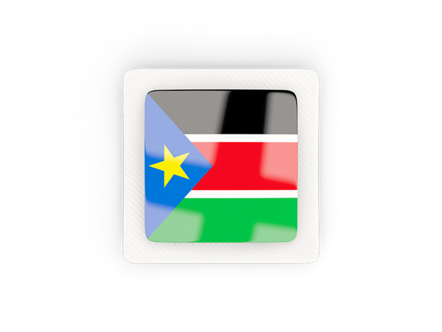 Квадратная карбоновая иконка. Скачать флаг. Южный Судан