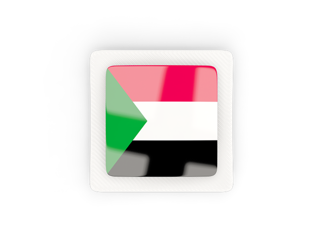 Квадратная карбоновая иконка. Скачать флаг. Судан