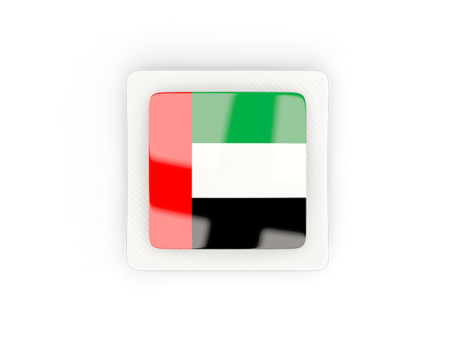 Квадратная карбоновая иконка. Скачать флаг. Объединённые Арабские Эмираты