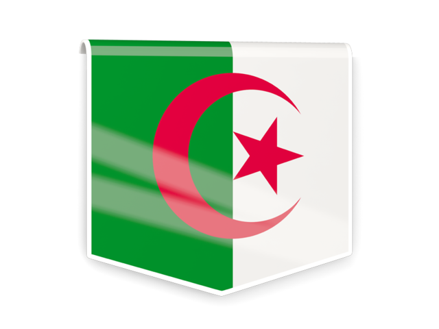 Квадратный флаг-этикетка. Скачать флаг. Алжир