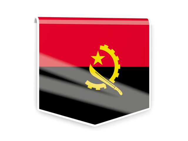 Квадратный флаг-этикетка. Скачать флаг. Ангола