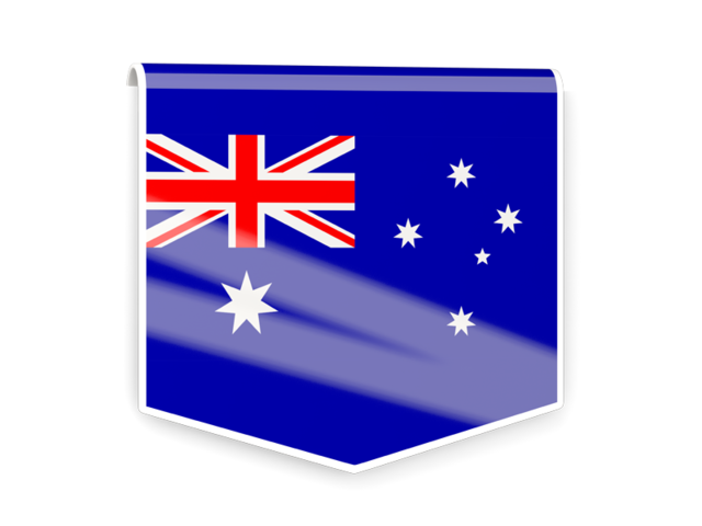 Square flag label. Illustration of of Australia