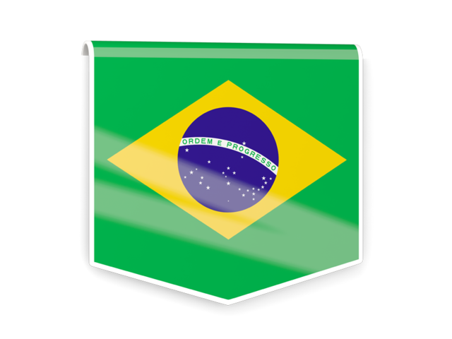 Квадратный флаг-этикетка. Скачать флаг. Бразилия