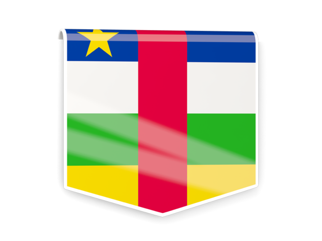 Квадратный флаг-этикетка. Скачать флаг. Центральноафриканская Республика