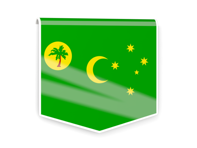 Square flag label. Download flag icon of Cocos Islands at PNG format