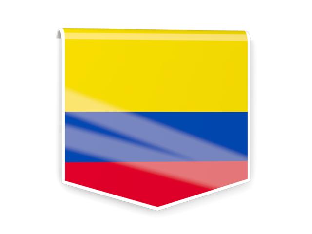 Квадратный флаг-этикетка. Скачать флаг. Колумбия