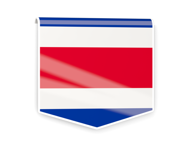Квадратный флаг-этикетка. Скачать флаг. Коста-Рика