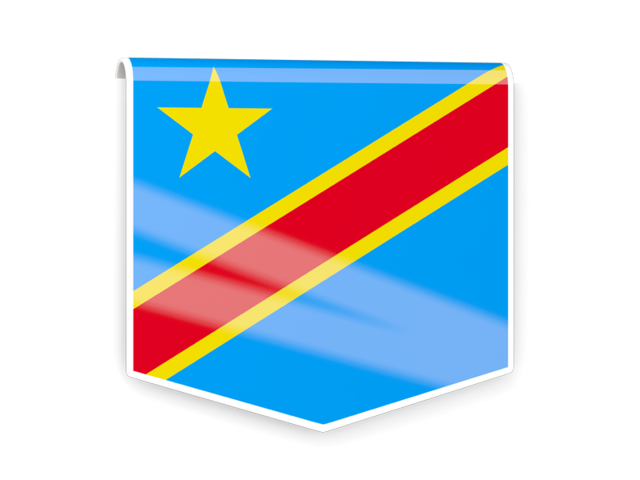 Квадратный флаг-этикетка. Скачать флаг. Демократическая Республика Конго