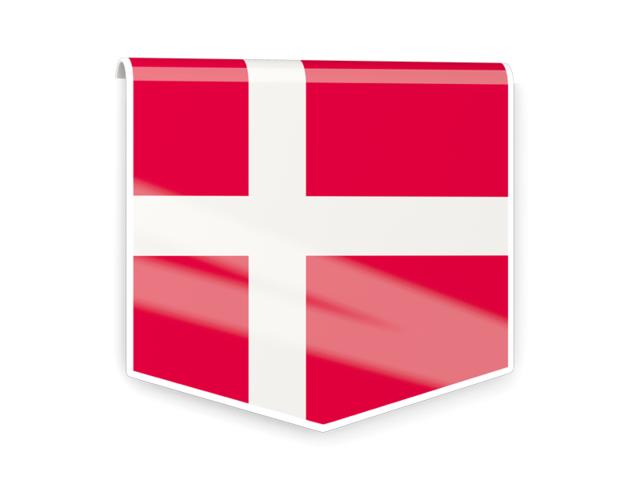 Квадратный флаг-этикетка. Скачать флаг. Дания